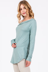 Mint Long Sleeve Off Shoulder Top