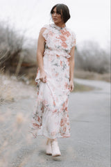 Peach Floral Maxi Dress