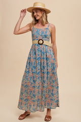 Blue Floral Lightweight Sleeveless Maternity Dress