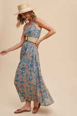 Blue Floral Lightweight Sleeveless Dress