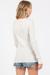 Cream Ribbed Henley Top