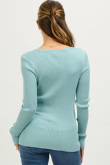 Light Blue Ribbed Maternity Henley Top