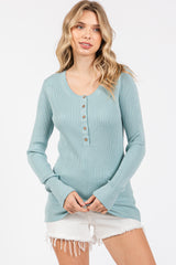 Light Blue Ribbed Maternity Henley Top