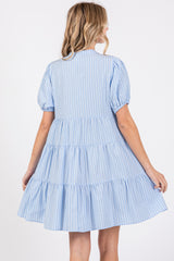 Blue Striped Button Down Tiered Dress