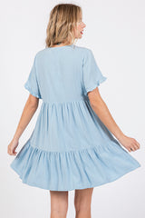 Light Blue Ruffle Hem Dress