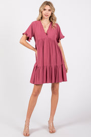 Mauve Ruffle Hem Dress