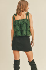 Hunter Green Tiered Ruffle Layer Top