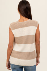 Cream Striped V-Neck Maternity Sweater Tank