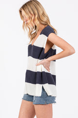 Navy Striped V-Neck Sweater Tank