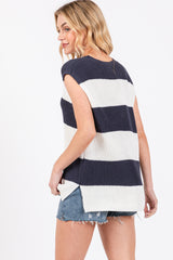 Navy Striped V-Neck Sweater Tank