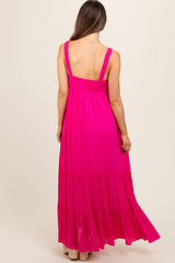 Fuchsia Tiered Maternity Maxi Dress