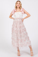 Light Pink Floral Ruffle Tiered Maternity Maxi Dress