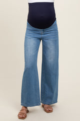 Blue Super Wide Leg Maternity Jeans