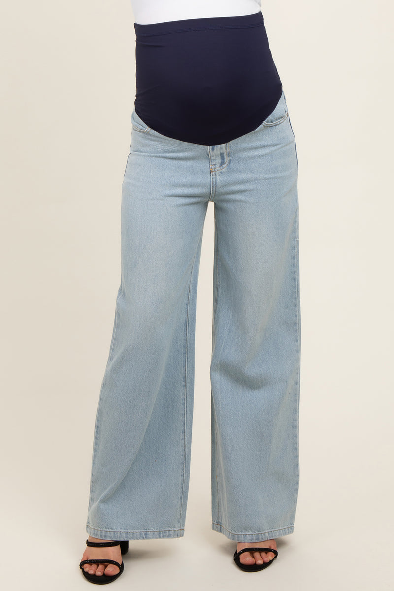 Light Blue Super Wide Leg Maternity Jeans – PinkBlush