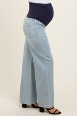 Light Blue Super Wide Leg Maternity Jeans