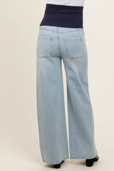 Light Blue Super Wide Leg Maternity Jeans