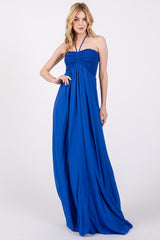 Royal Blue Smocked Halter Maxi Dress