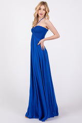 Royal Blue Smocked Halter Maxi Dress