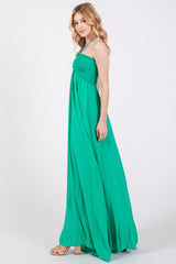 Green Smocked Halter Maxi Dress