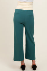 Forest Green Cropped Wide Leg Maternity Trousers