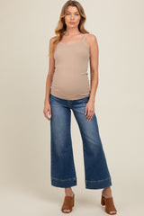 Blue Cuffed Wide Leg Maternity Jeans