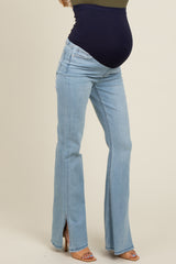 Light Blue Flare Leg Maternity Jeans