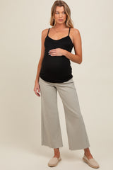 Light Olive Wide Leg Raw Hem Maternity Jeans