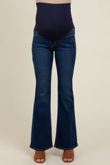 Navy Blue Flare Leg Maternity Jeans