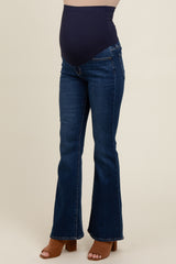 Navy Blue Flare Leg Maternity Jeans