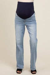 Light Blue Relaxed Straight Leg Maternity Jeans