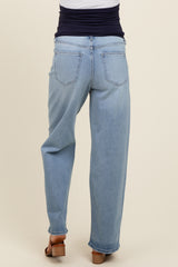 Light Blue Vintage Straight Leg Maternity Jeans