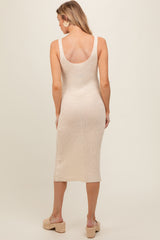 Beige Knit Maternity Dress