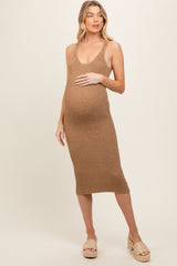 Camel Knit Maternity Dress