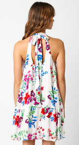 Multicolor Floral Back Cutout Mini Dress