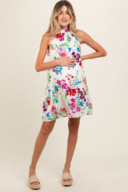 Multicolor Floral Back Cutout Maternity Mini Dress