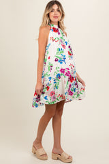 Multicolor Floral Back Cutout Maternity Mini Dress