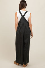 Charcoal Crochet Lace Trim Maternity Overalls