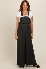 Charcoal Crochet Lace Trim Overalls