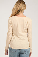 Beige Long Sleeve Maternity Shirt