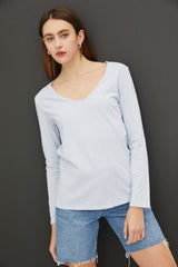 Light Blue Long Sleeve Maternity Shirt