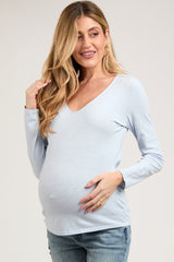 Light Blue Long Sleeve Maternity Shirt