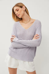 Periwinkle Knit V-Neck Maternity Long Sleeve Top