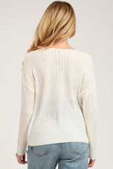 White Knit V-Neck Maternity Long Sleeve Top