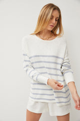 Blue Striped Cuff Sweater