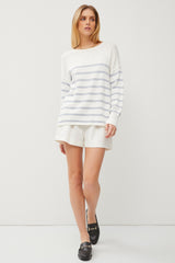 Blue Striped Cuff Sweater