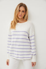 Periwinkle Striped Cuff Sweater