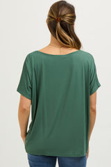 Olive Short Dolman Sleeve V-Neck Maternity Top