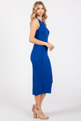 Royal Sleeveless Ribbed Midi Dress