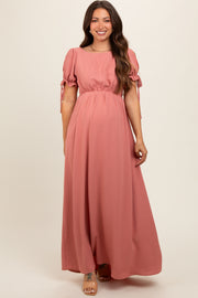 Mauve Open Back Maternity Maxi Dress