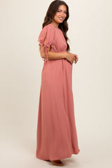 Mauve Open Back Maternity Maxi Dress